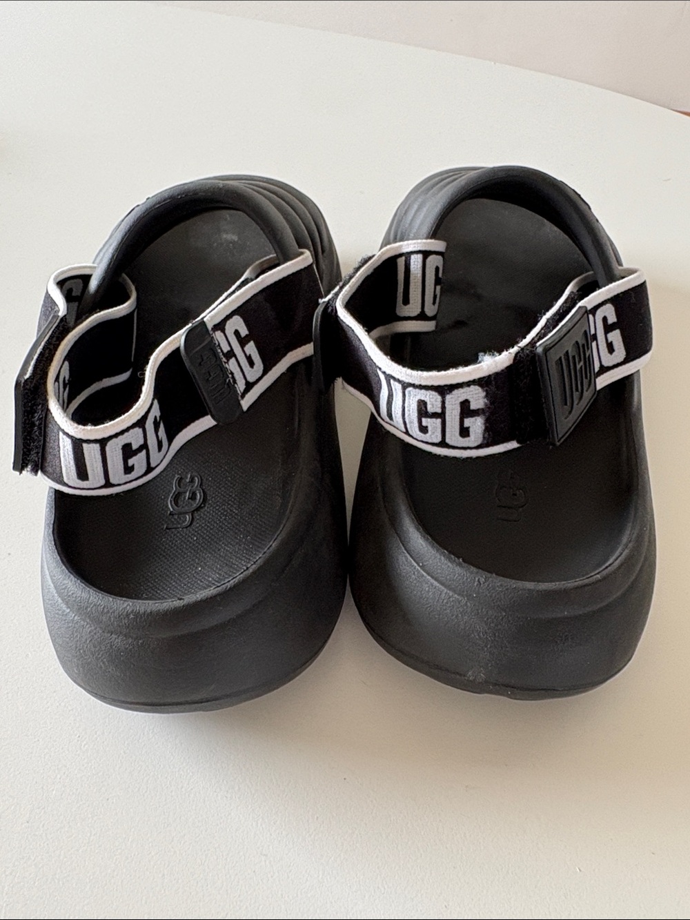 UGG Women’s Black Slip-On Foam Sandals with Branded Heel Strap - Picture 6 of 6